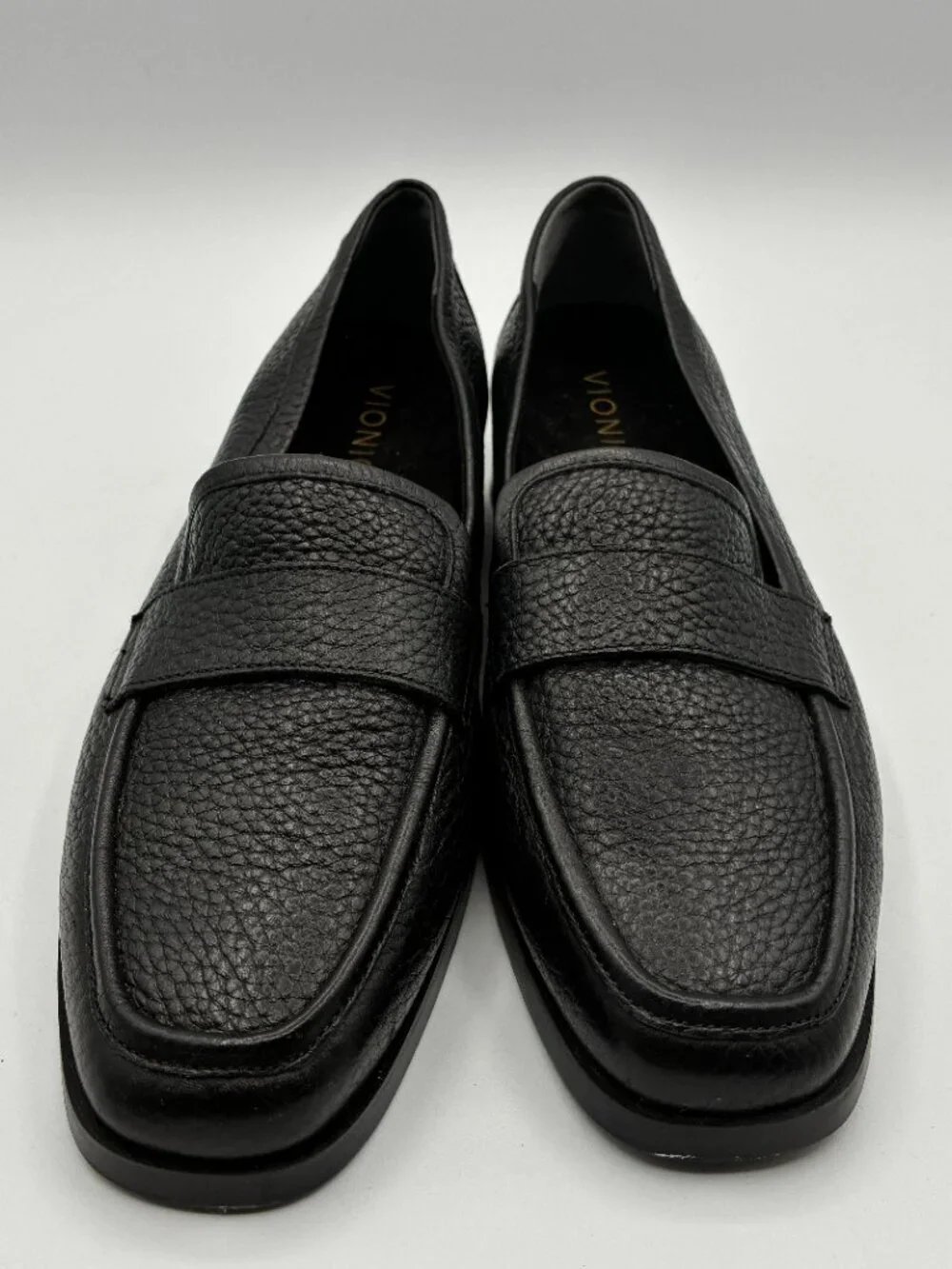 Vionic Shoes Black Pebbled Leather Sellah Loafers Slip On Flats